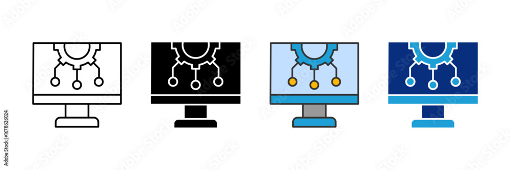 Poster api link icon set multiple style collection