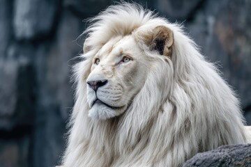 Obraz premium White lion portrait, head and shoulders