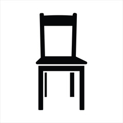 Simple black silhouette of a wooden chair isolated on a for interior design