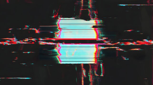Digital illustration featuring a white rectangle against a distorted, glitching background.