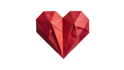 Red origami heart on black background (1)