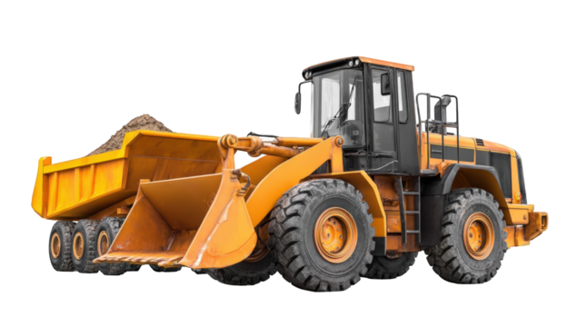 Heavy construction vehicle with load