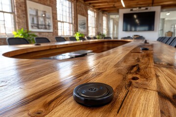 Wooden conference table,  meeting space