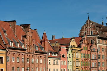 Obraz premium Colorful, historic, old tenement houses in Gdansk, Poland
