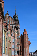Colorful, historic, old tenement houses in Gdansk, Poland