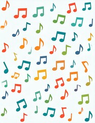 Colorful music notes pattern