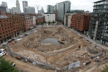 Urban construction site, excavation in progress