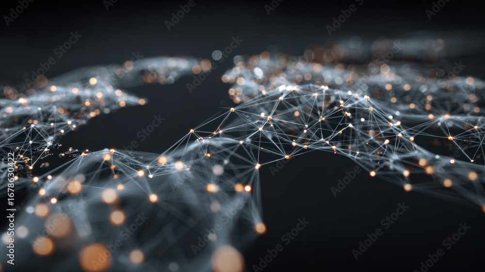 Aufkleber digital network visualization showcasing interconnected nodes and lines, representing data flow and 