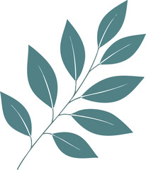 Elegant blue botanical foliage element for invitations and modern designs