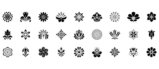 Flower icons set. Isolated elements for design. Vector graphics.