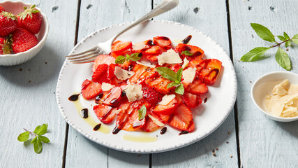 Strawberry carpaccio with parmesan