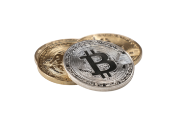 Three Bitcoin coins stacked