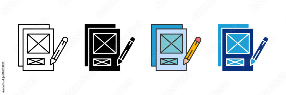 Aufkleber ui sketch icon set multiple style collection
