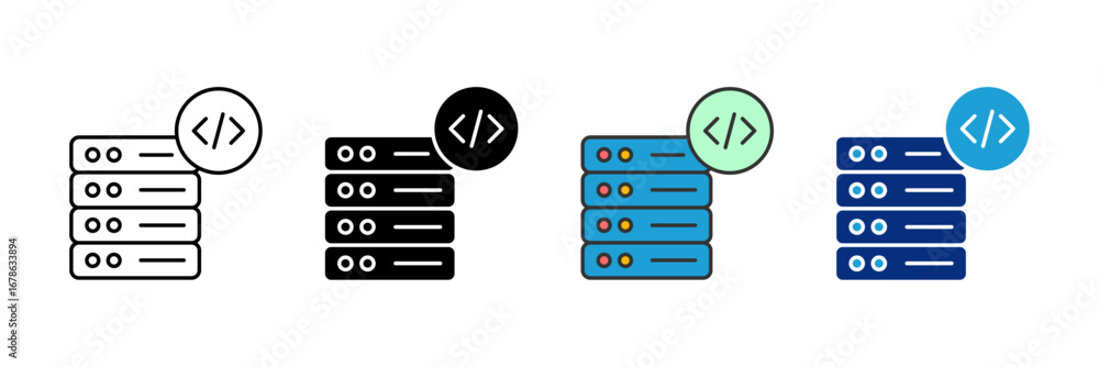 Poster ci server icon set multiple style collection