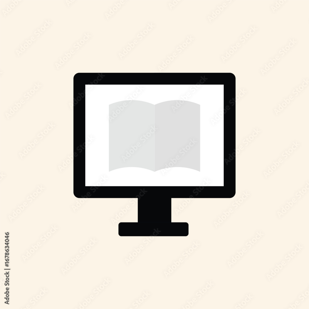 Fototapete modern computer displaying an open book, symbolizing digital learning and online knowledge access