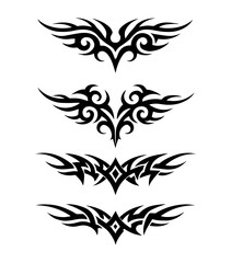 Tribal Tattoo Design Set – Vector Symmetrical Abstract Black Art Patterns