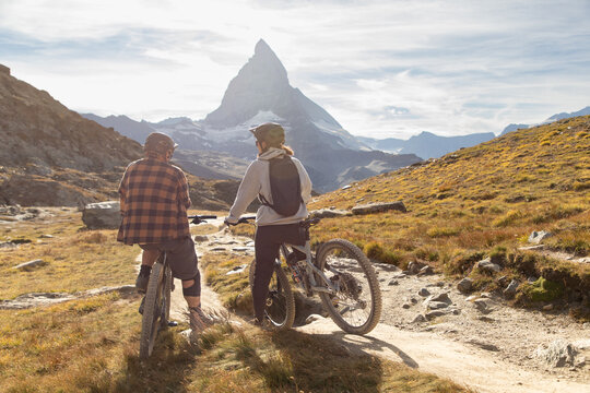 Biking adventure in the Swiss Alps at Zermatt