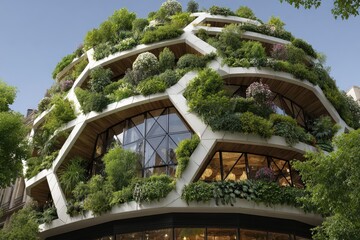 Round building with extensive vertical gardens