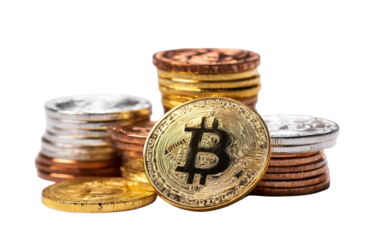 Stacks of crypto coins