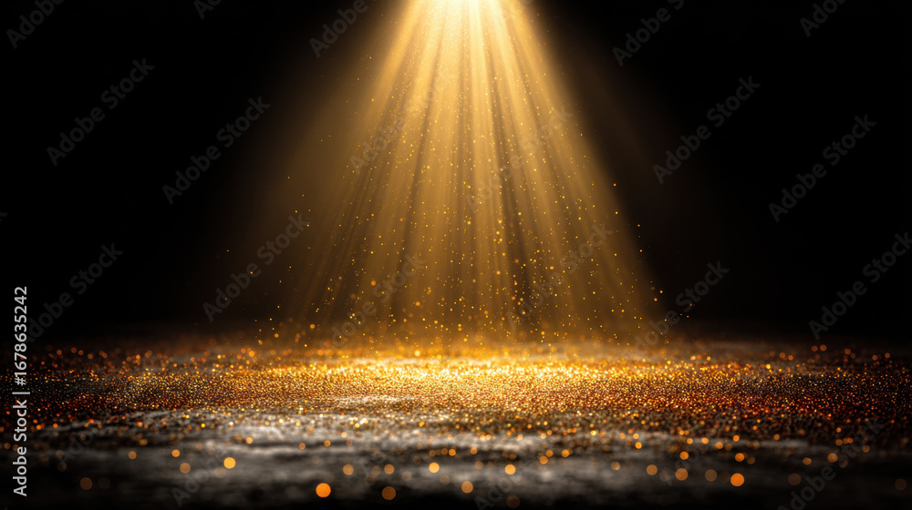 Aufkleber beautiful display of golden light beams illuminating sparkling surface, creating magical and enchant