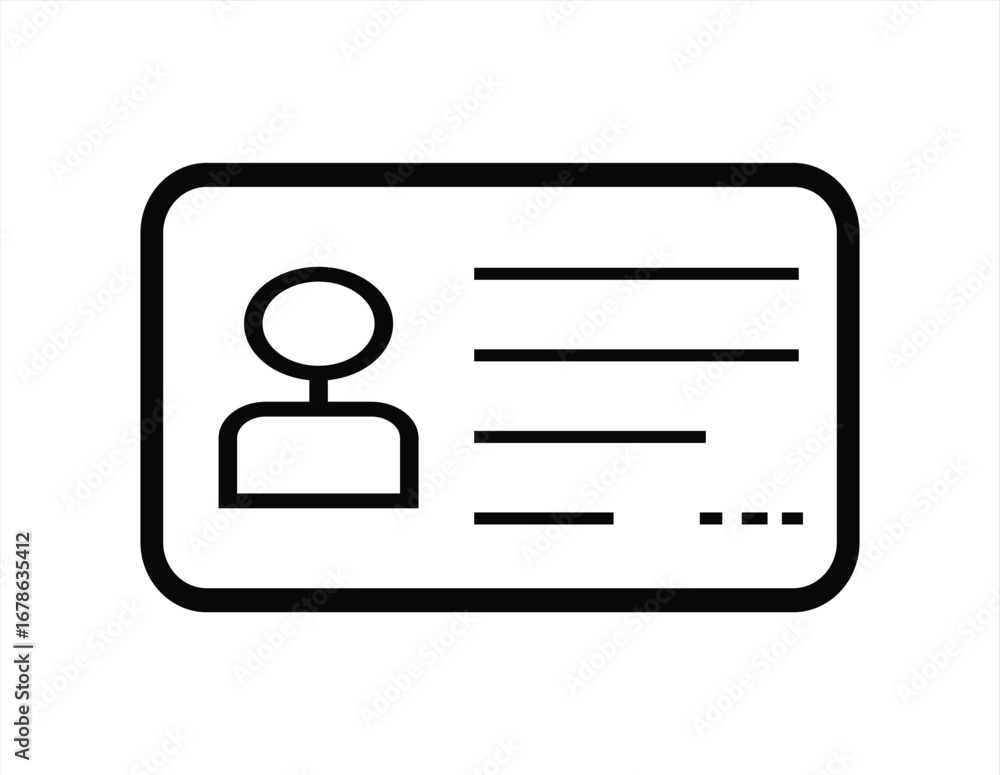 Poster a professional vector icon representing an id card or user profile, ideal for use on websites, mobil