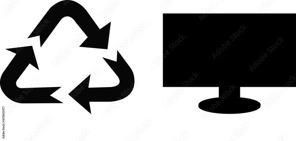 Poster computer monitor with recycle icons