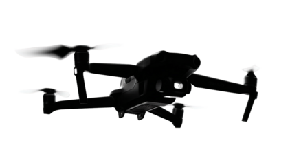 Side view of a black drone
