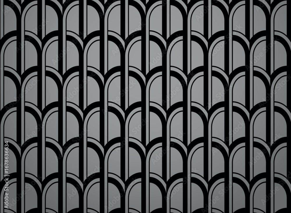 Poster the geometric pattern with wavy lines. seamless vector background. gray and black texture. simple la