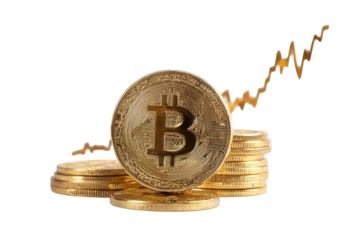 Golden Bitcoin stacks with upward trend
