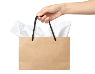 hand holding paper bag