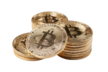 Stack of golden Bitcoin coins (4)