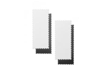 Two white rectangles with serrated edges isolated on transparent background