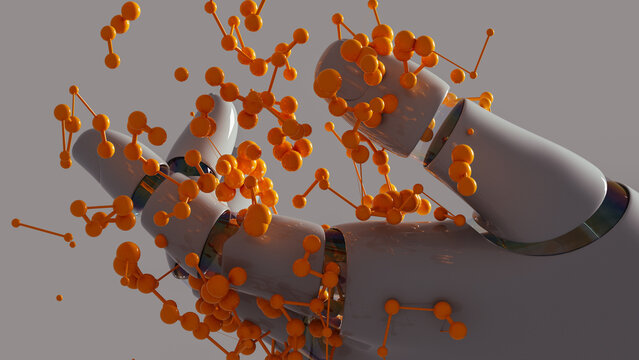 Robot hand showcasing artificial intelligence in dynamic motion