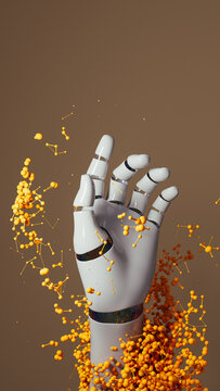 Robot hand showcasing artificial intelligence in dynamic motion