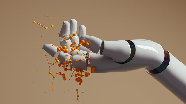 Robot hand showcasing artificial intelligence in dynamic motion