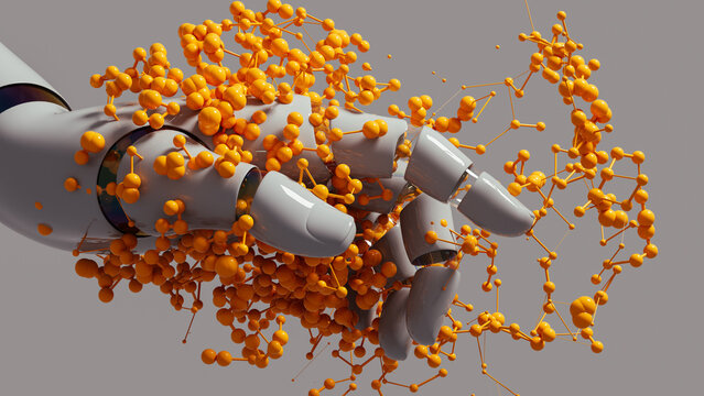 Robot hand showcasing artificial intelligence in dynamic motion