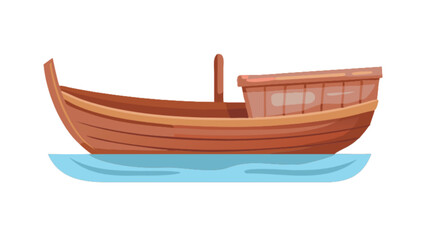 Explore the serene waters with this charming wooden boat illustration for nautical and maritime themed designs