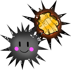 갈색 성게알 일러스트 그래픽요소