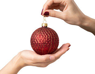 hand holding christmas ball