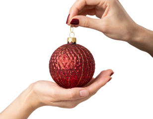 hand holding christmas ball