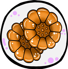 한국 과자 약과 일러스트 그래픽요소