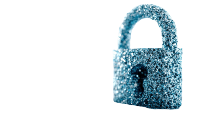 Glittery blue lock graphic