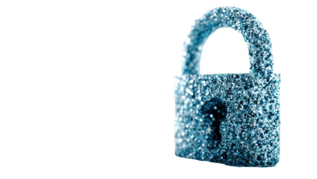 Glittery blue lock graphic