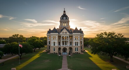Fototapeta premium Courthouse at sunset historical landmark