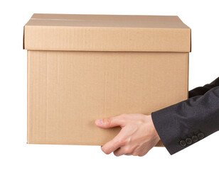 man holding a cardboard box