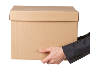 man holding a cardboard box