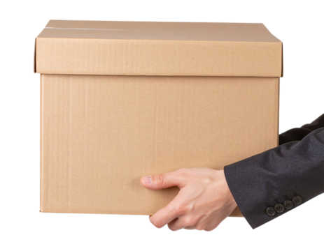 man holding a cardboard box