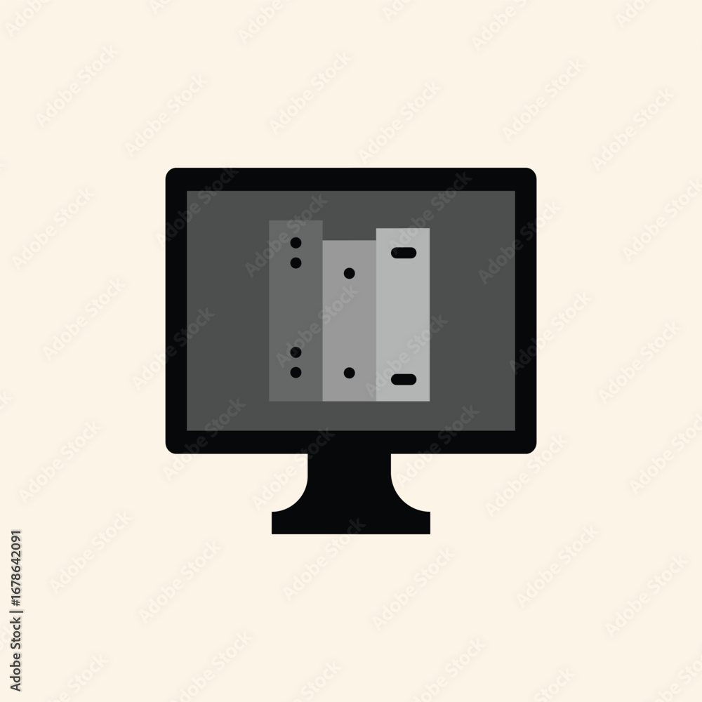 Poster modern computer screen displaying data files and digital organization for business productivity insi