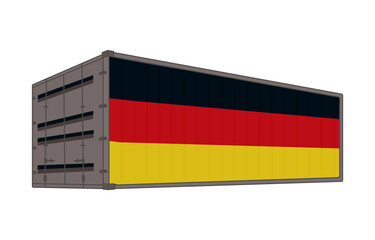 Germany national flag with shipping container