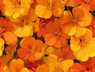 Vibrant Wall of Monochromatic Flowers in Orange and Yellow Hues